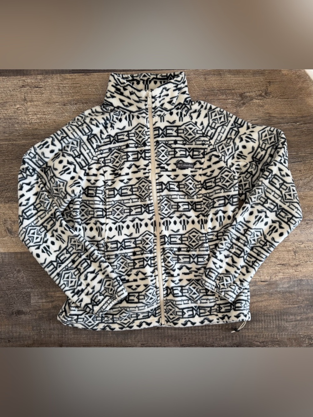 Columbia Women's XL Benton Springs Geo Print Full Zip Fleece Black/White -FLAW